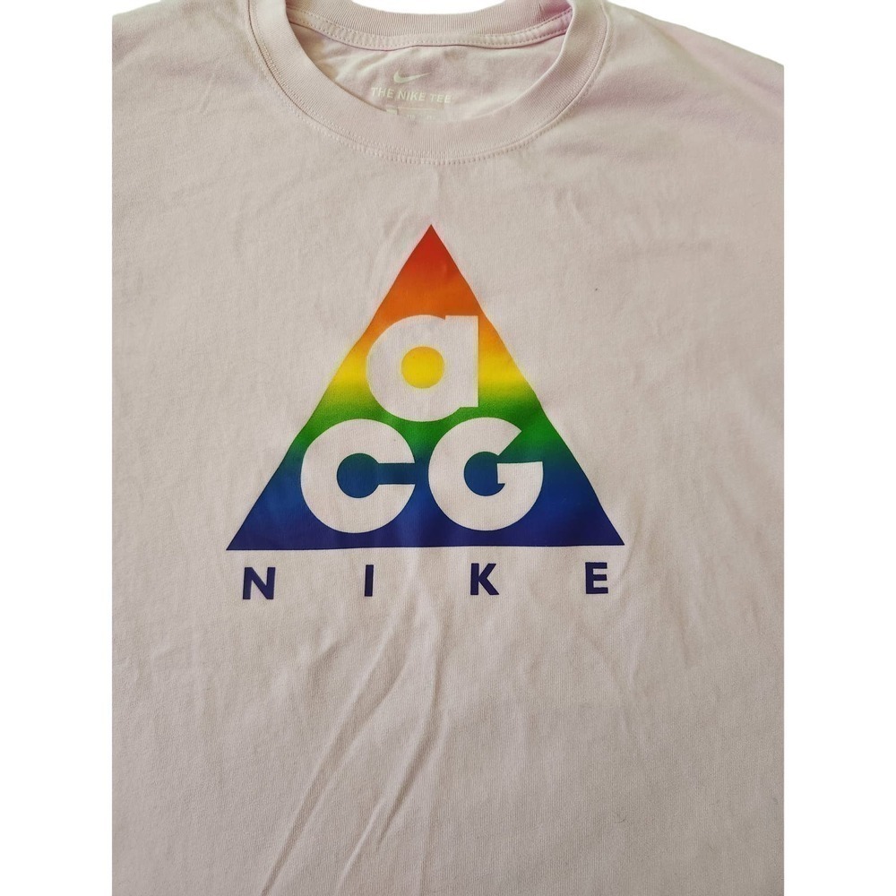 Nike ACG Men's Tshirt Pink XXL cotton pride LGBTQ+  small flaw see pics. Rainbow